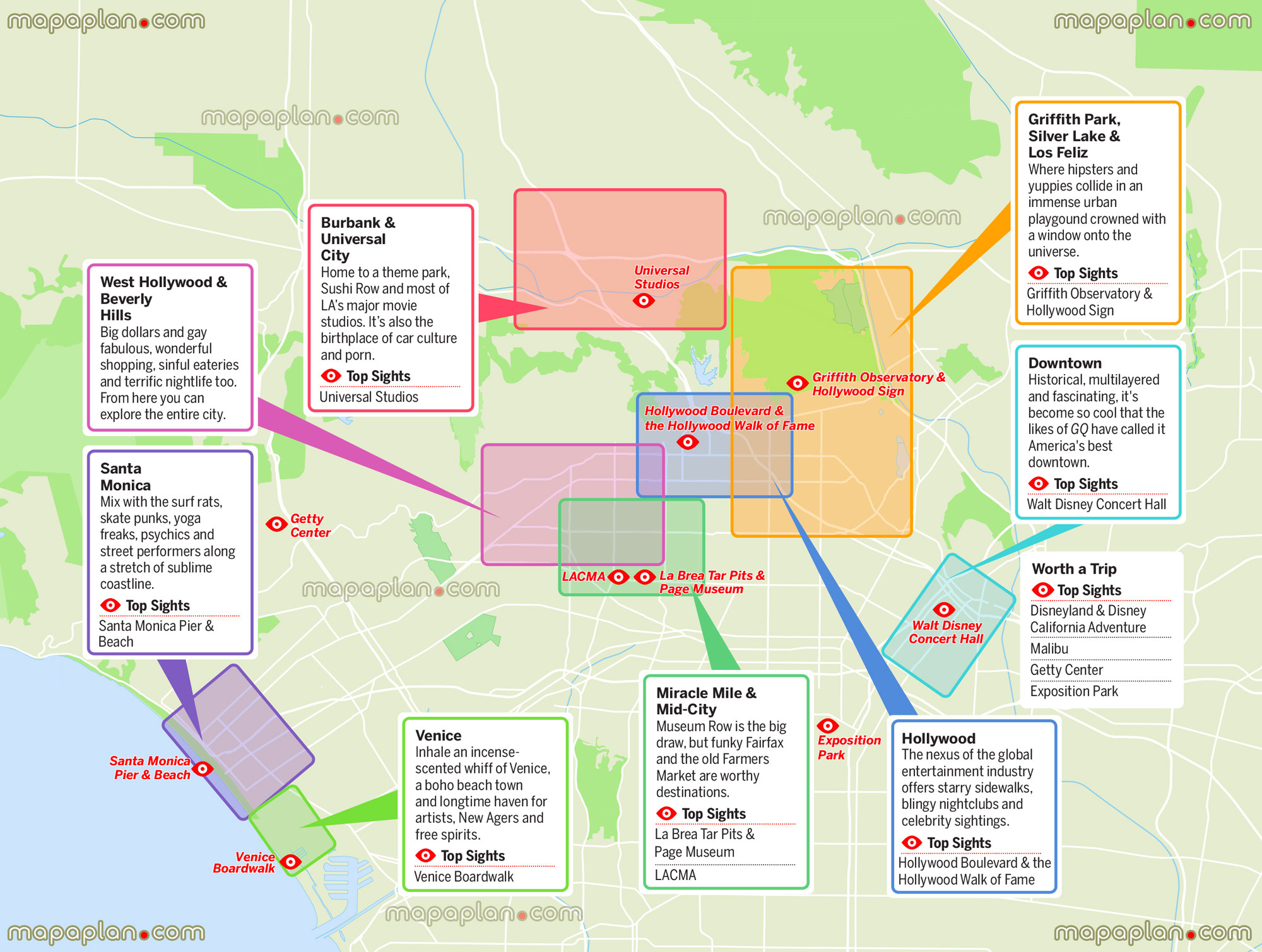 Los Angeles Map Neighborhoods Free Download Interactive Sightseeing 