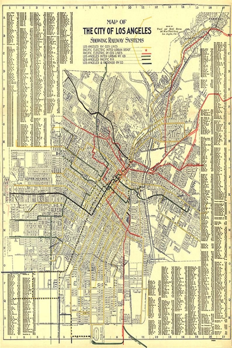 Los Angeles Map Print Map Vintage Old Maps Antique Prints Etsy Los 