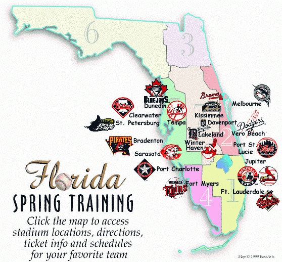 MAJOR LEAGUE BASEBALL SPRING TRAINING CAMPS IN FLORIDA