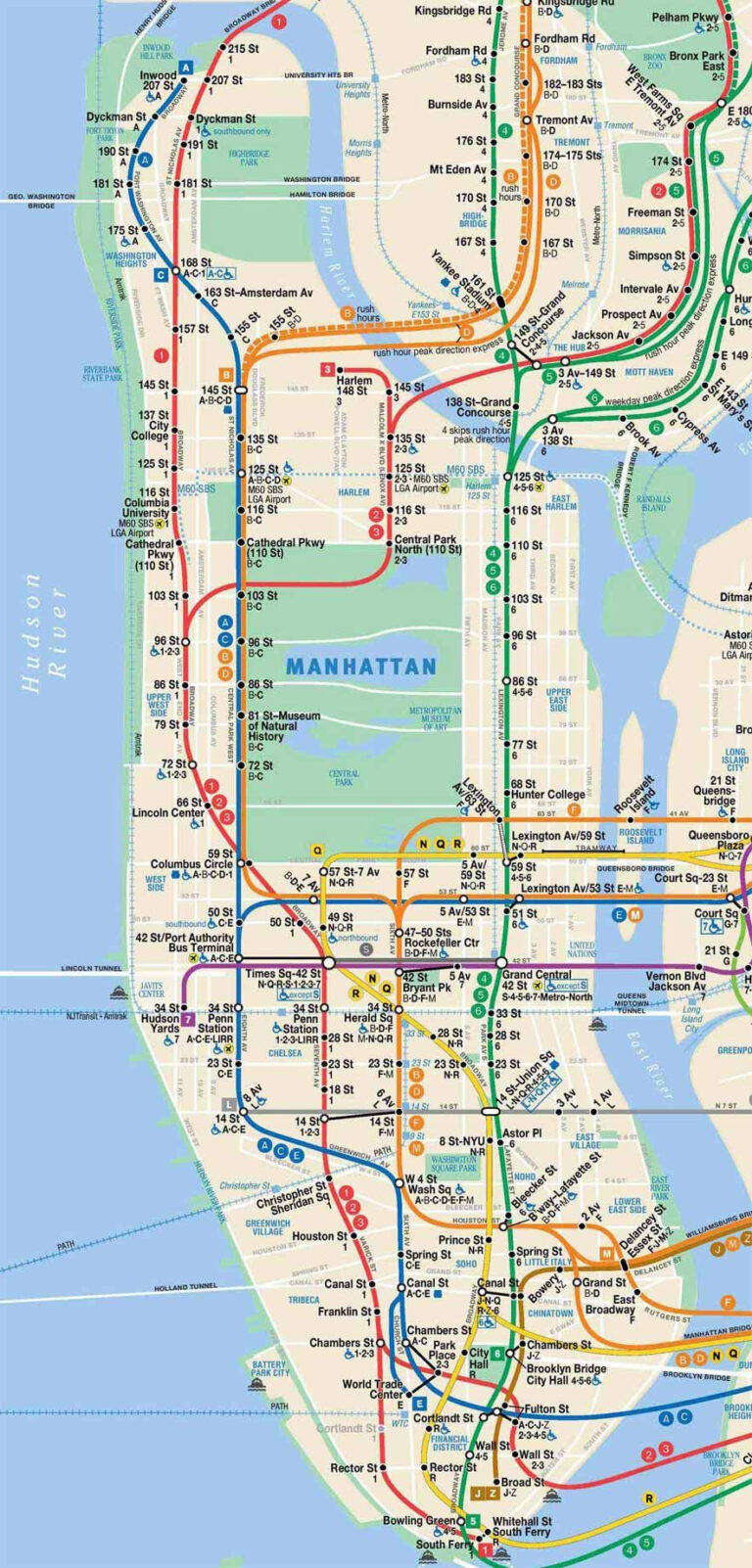 Manhattan Subway Map New York Subway Map Nyc Subway Map New York ...