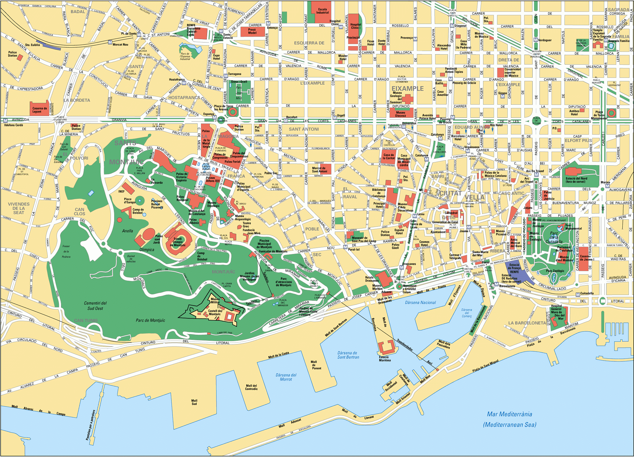 Map Of Barcelona Tourist Attractions Sightseeing Tourist Tour