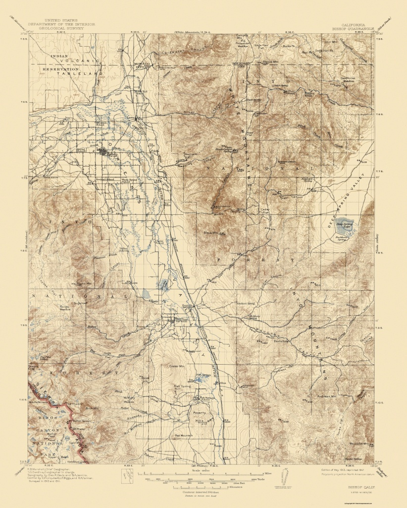 Map Of Bishop California Area Printable Maps