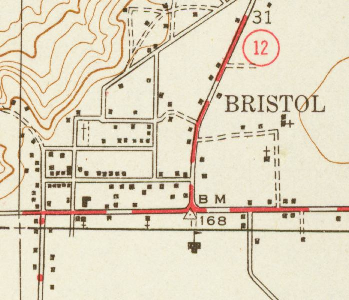 Map Of Bristol 1945 Florida