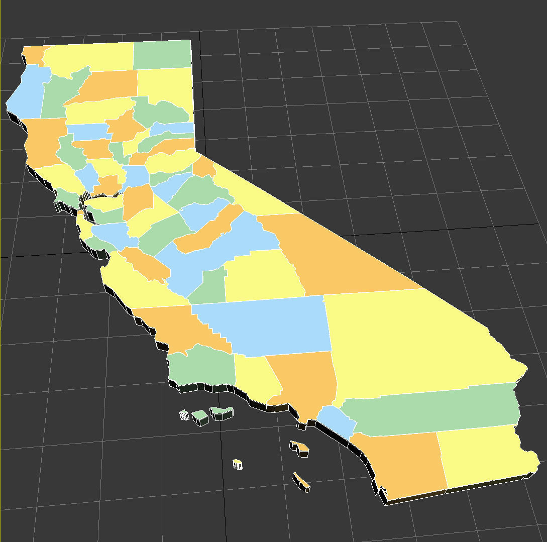 Map Of California 3D Model MAX OBJ 3DS MTL TGA CGTrader
