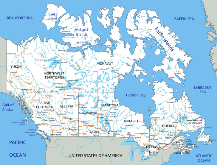 Road Map Of Canada Printable