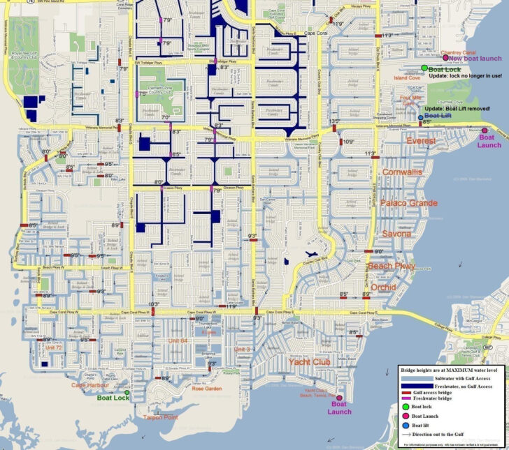 Printable Map City Of Cape Coral Fla