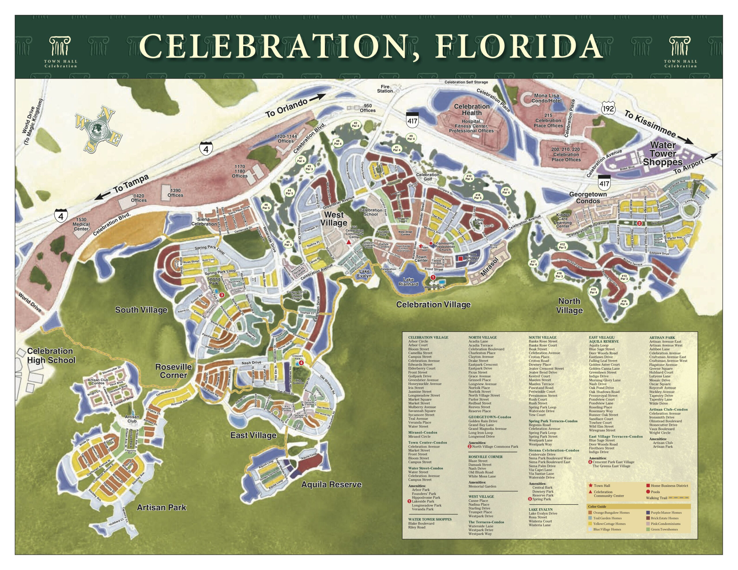 Map Of Celebration Streets Celebration Florida Map Of Florida Florida