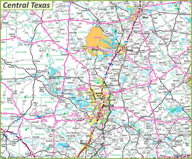 Map Of Central Texas Cities