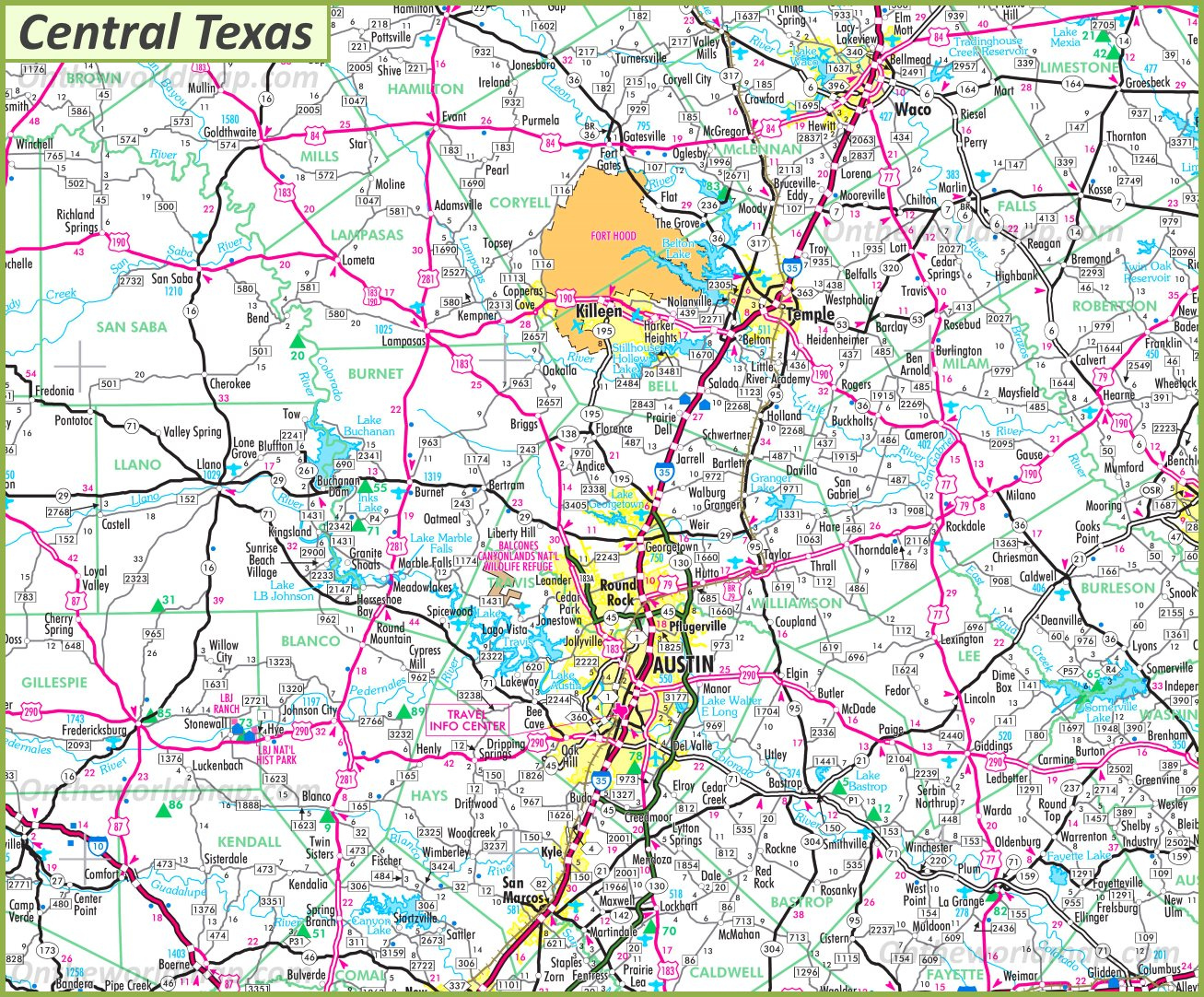 Map Of Central Texas