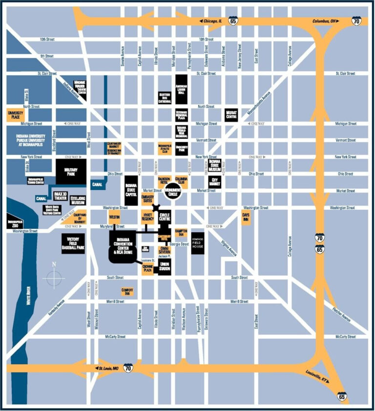 Map Of Downtown Indianapolis Indianapolis Map Tourist Map Downtown ...