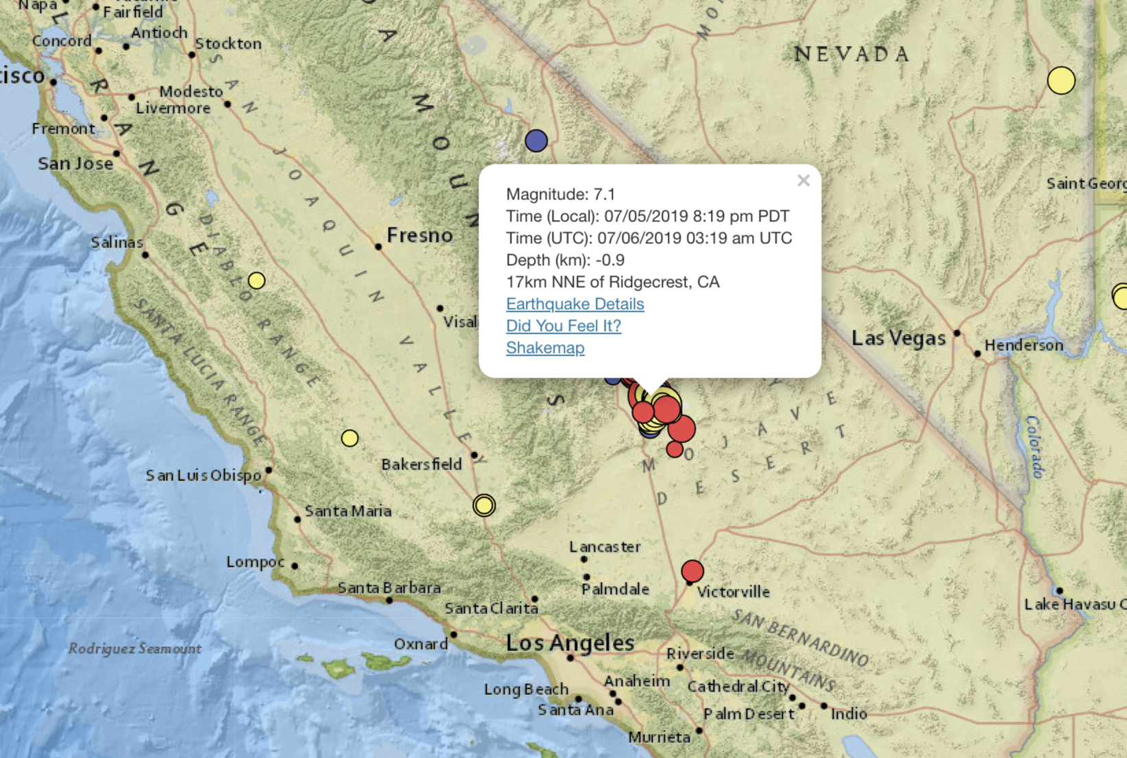 Map Of Earthquakes In California