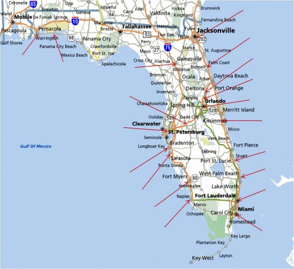 Map Of East Coast Florida Cities Twitterleesclub Florida East Coast 