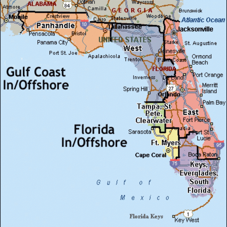 Map Of Florida Cities And Beaches