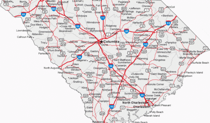 Road Map Of South Carolina And Florida