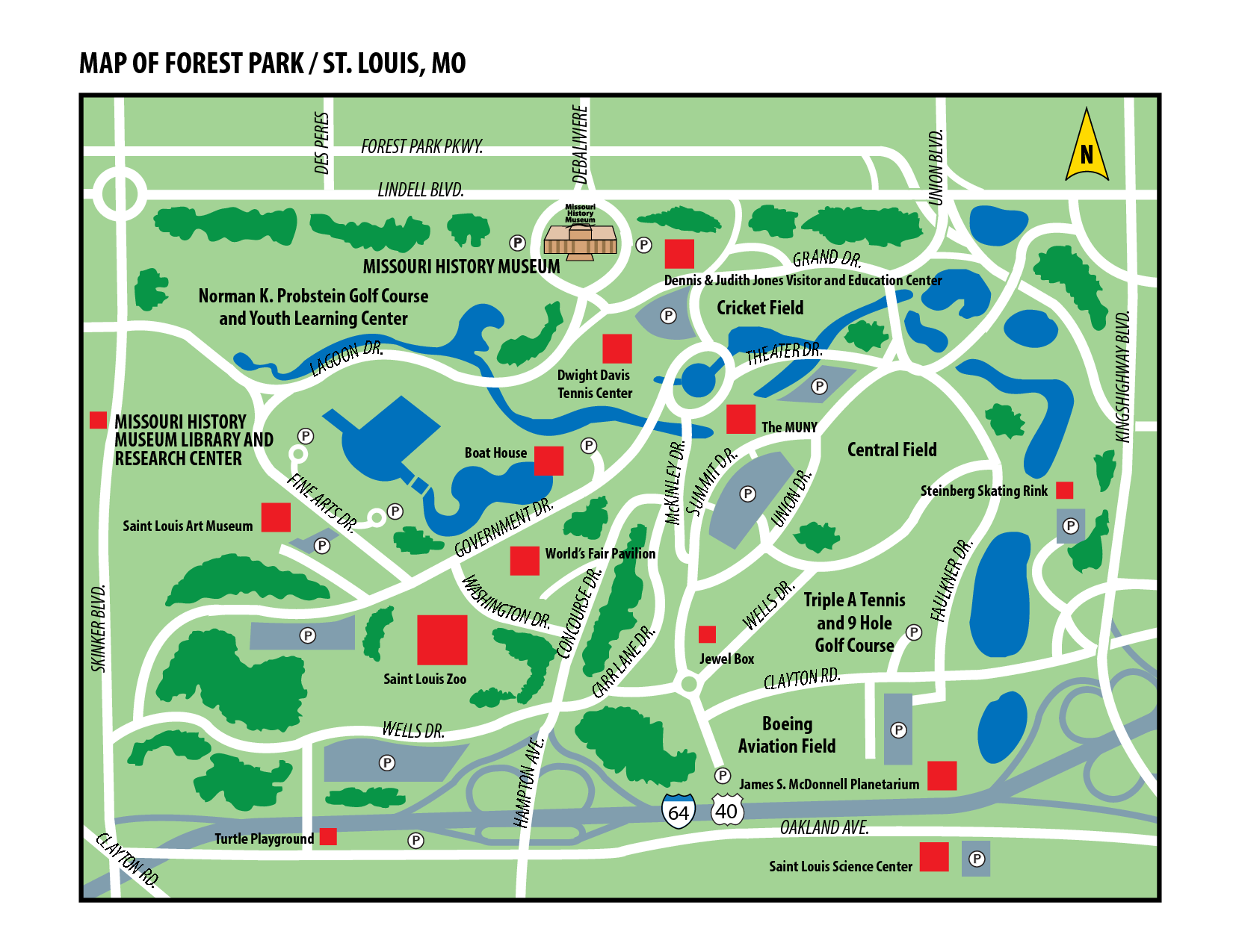 Map Of Forest Park In St Louis Missouri Forest Park Forest Park St 