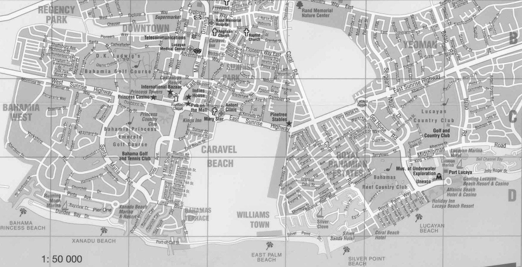 Map Of Freeport Lucaya Grand Bahama Island Bahamas street Map 