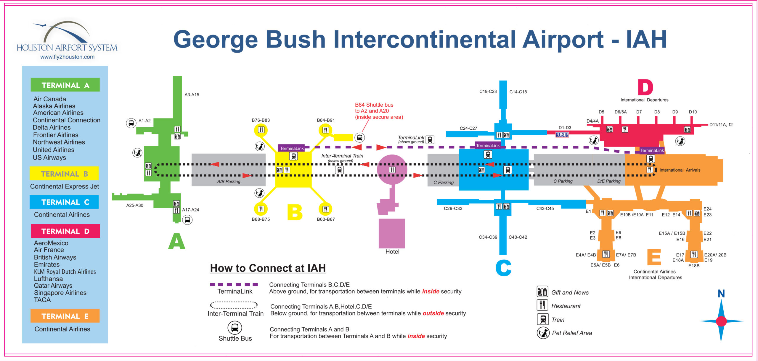 Map Of George Bush Intercontinental Airport Houston Texas Business 