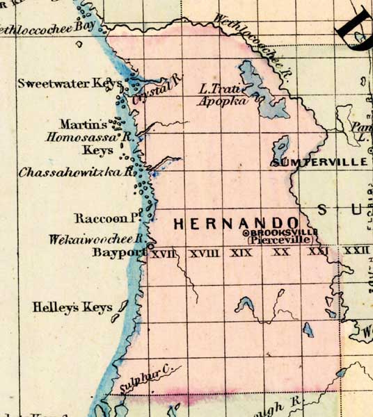Map Of Hernando County Florida 1877