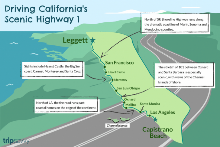 Map Vista Points Hwy One California