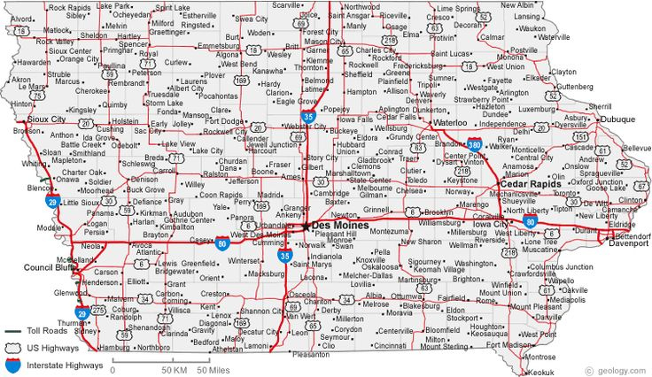 Map Of Iowa Cities Iowa Road Map Iowa City Map Iowa Travel Iowa 