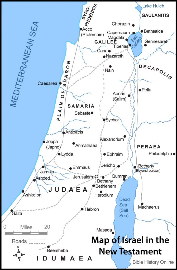 Map Of Israel In The Time Of Jesus Christ With Roads Bible History 