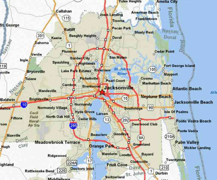 Map Of Jacksonville Fl HolidayMapQ