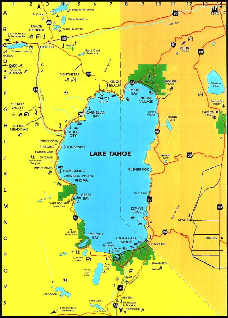 Map Of Lake Tahoe Area California Printable Maps