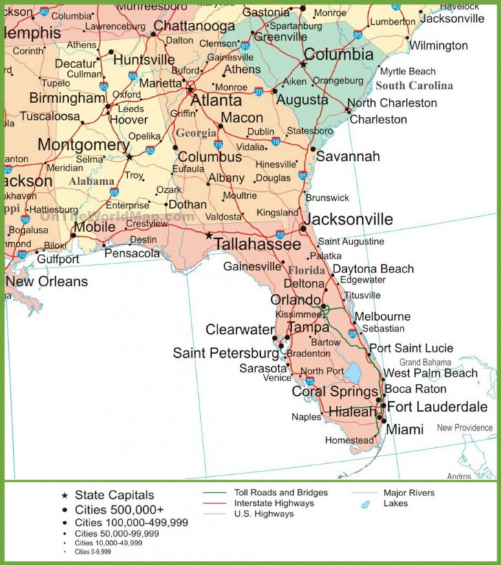 Detailed Map Southeast Ga And Northeast Fla