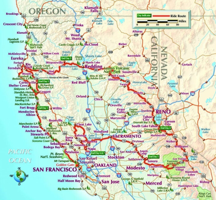 Map Of Oregon And California USA