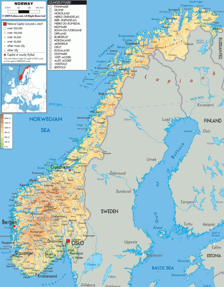 Map Of Norway Free To Print