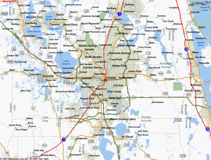 Map With All Cities And Towns In Orlando Fl