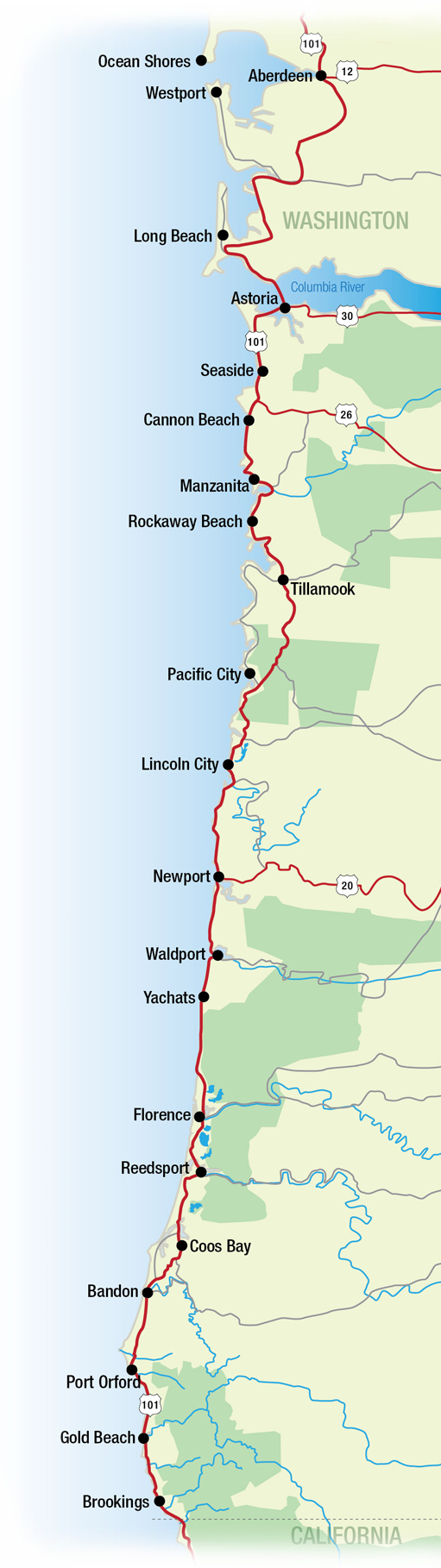 Map Of Pacific Coast Through Southern Washington Coast Bucket 