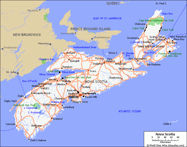 Map Of Roads Of Nova Scotia Maps Of Canada Provinces And Territories 