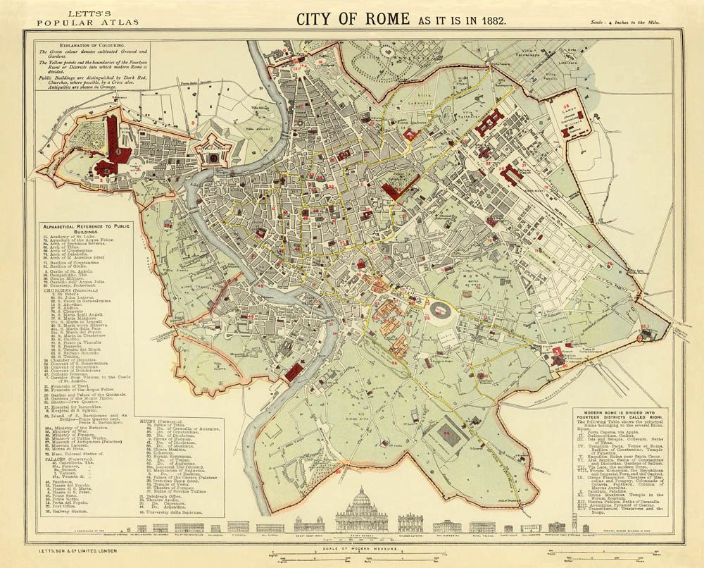 Map Of Rome Old Map Of Rome Print City Maps Prints Etsy Old Map 