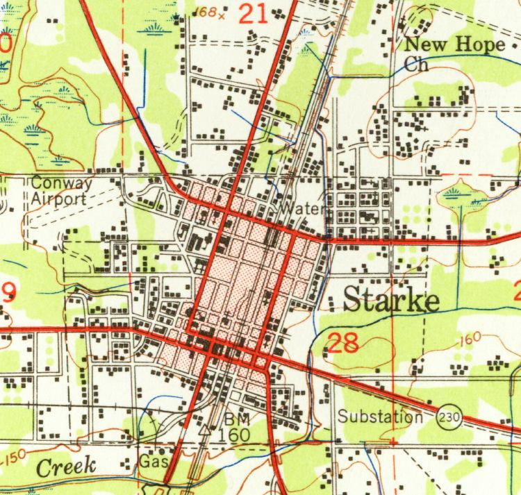 Map Of Starke 1949 Florida