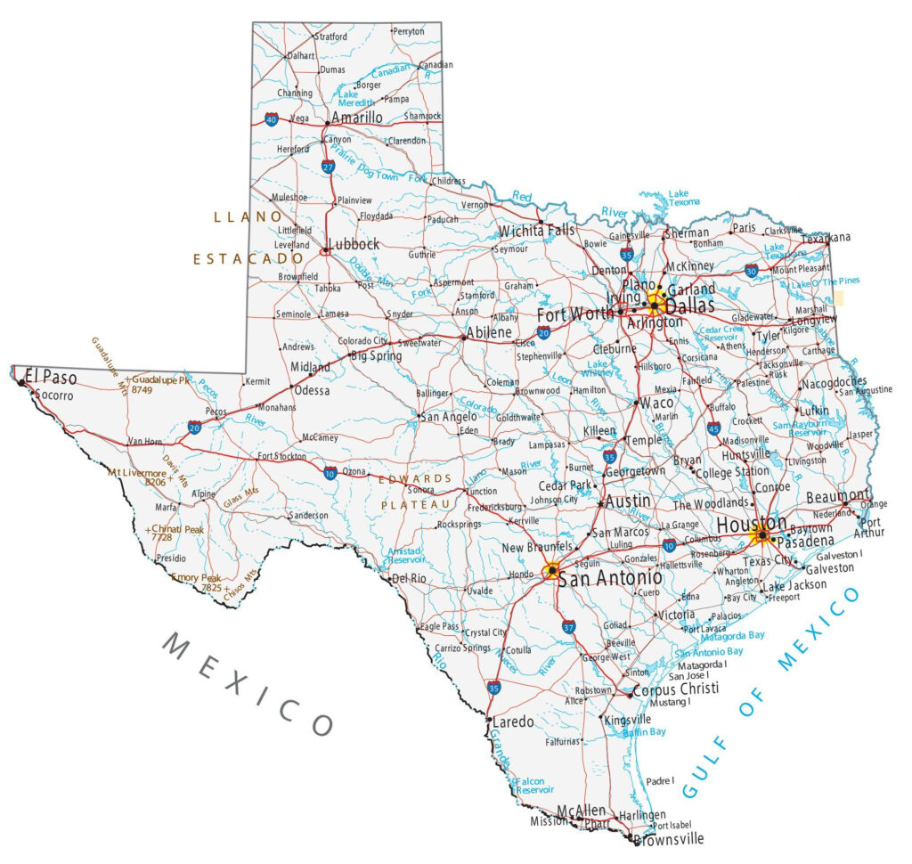 Map Of Texas Cities And Roads Gis Geography Wells Printable Map 3435