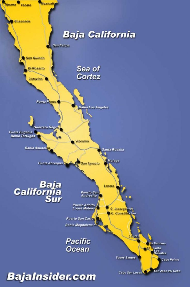 Map Of The Baja California Peninsula Of Mexico Baja California Baja 