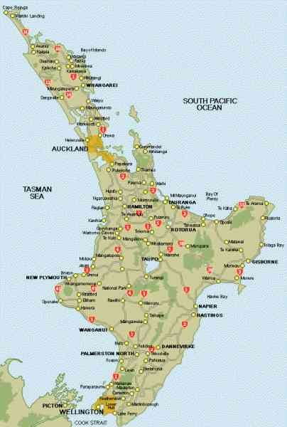 Map Of The North Island New Zealand HolidayMapQ