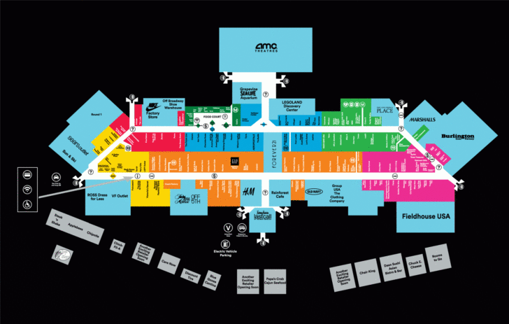 Map Of The Parks Mall In Arlington Texas