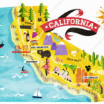Map Of Tourist Attractions In California Illustration Stock Image
