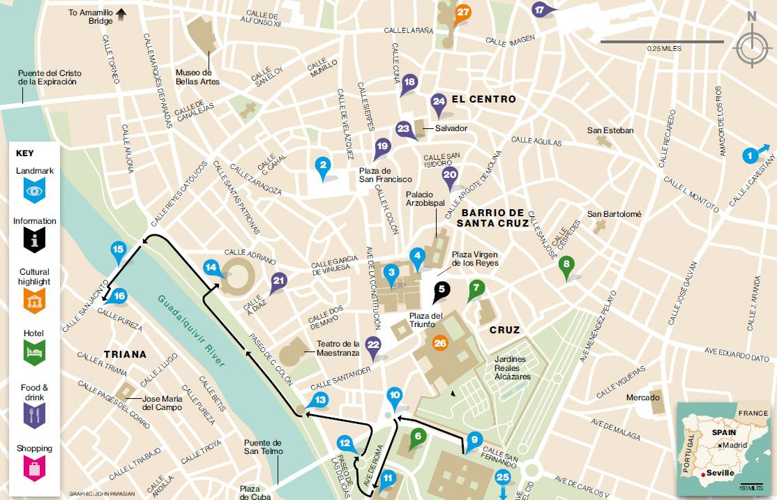 Map Of Tourist Sites In Seville Tourism Company And Tourism 