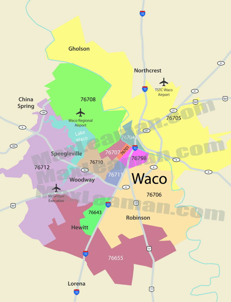 Map Of Waco Texas And Surrounding Area Printable Maps | Wells Printable Map