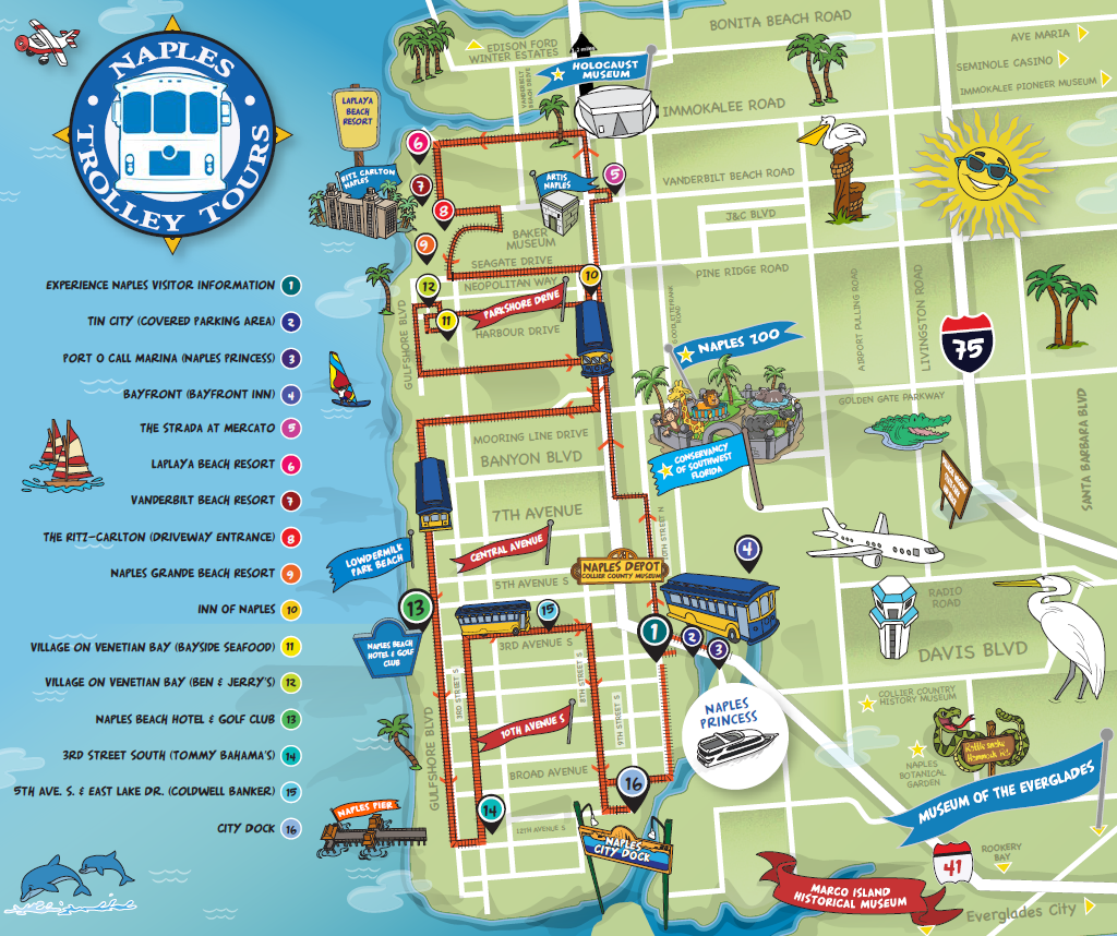 Map Schedule Naples Trolley Tours Hop On Hop Off Naples FL