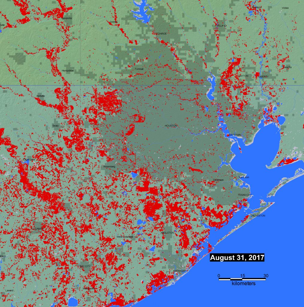 Mapped Flooding In The Gulf Coast Via Satellite The Kinder Conroe 
