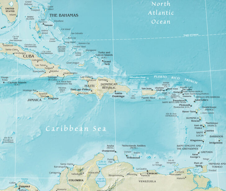 Maps Of Caribbean Islands Printable