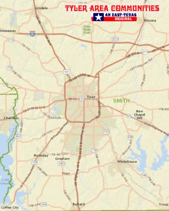 Maps Of Tyler Texas And Smith County Texas Area Towns East Texas 