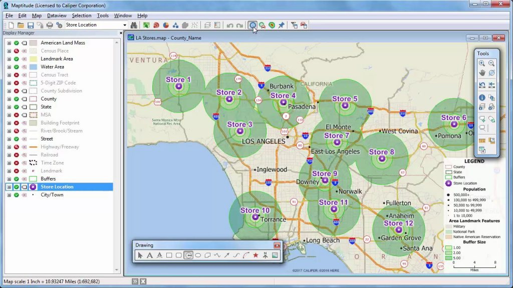 Maptitude 2018 Rings Radius Radii Maps With Demographics Youtube 