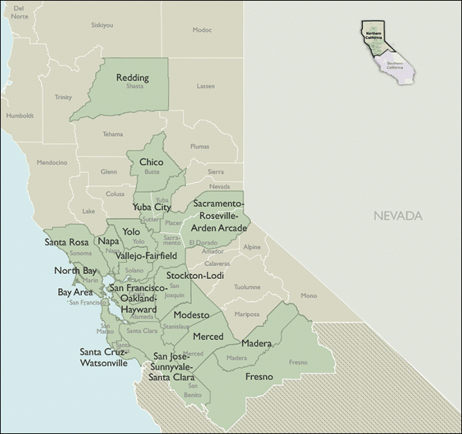 Metro Area Zip Code Maps Of California