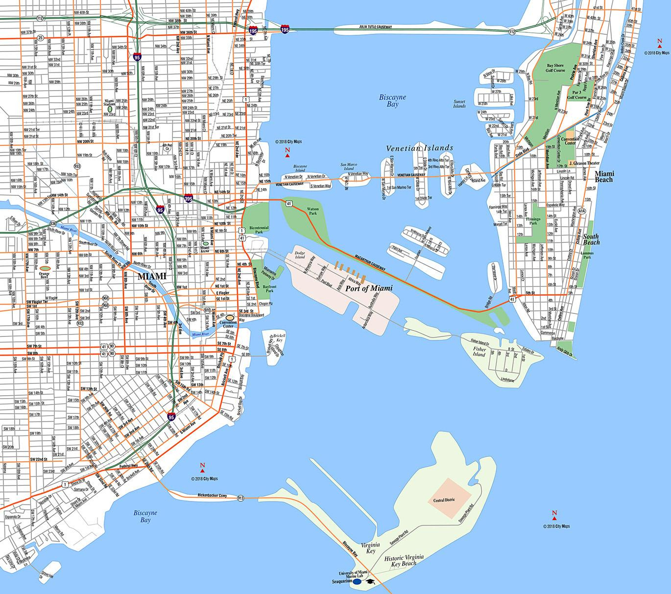 Miami Cruise Port Guide Cruiseportwiki Street Map Of Downtown Miami 