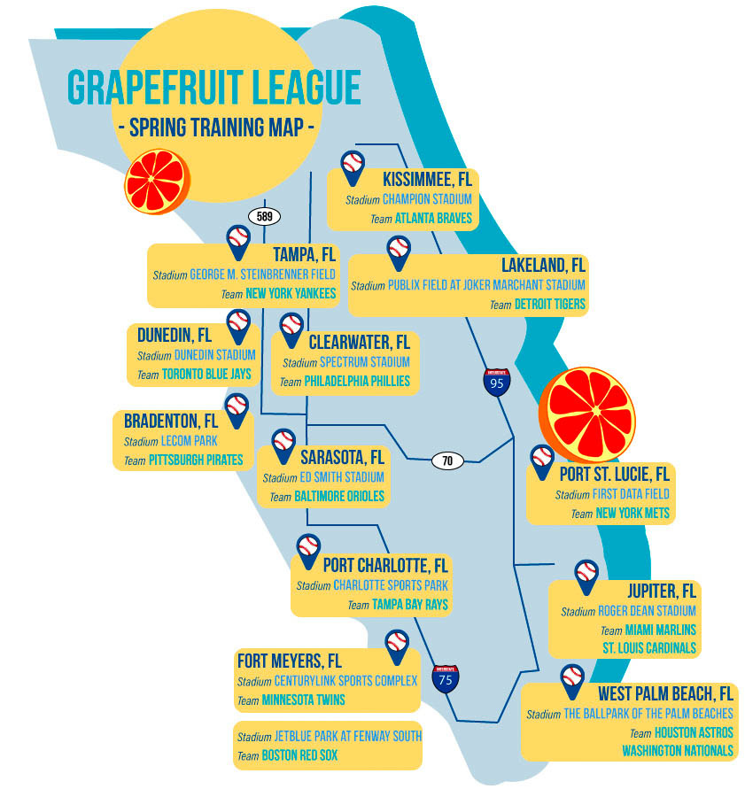 Mlb Spring Training Sites Florida Map Time Zones Map